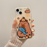 Xpoko Kawaii Cartoon Capybara Magnetic Stand Phone Case