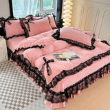 Xpoko Winter Thickened Warm Double-sided Plush Luxury Bed Linens Set Home Textiles Quilt Cover Sheet Pillowcase 4pcs Queen Bedding Set