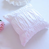 Xpoko Khaki European Style Embroidery Cushion Cover Ruffle Lace Wrinkle Pillow Cover Cake Layers Princess Bedding Pillowcase