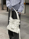 Xpoko Rose Live2025 Spring Underarm Bag Female  Design Pleated Large Capaci Commuter All-Match Tote Bag