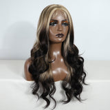 Xpoko Synthetic Lace Front Wig Highlight  Brown Blonde Body Wave Blonde Wigs For Women Ombre Lace Wig Synthetic Heat Resistant wig