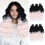 Xpoko Synthetic 24 Inch Anna Hair Loose Deep Wave Braiding Hair Extensions Water Wave Braid Hair Brown Pink Twist Crochet Curly Hair