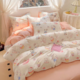 Xpoko  -  Animals Print Bedding Set Boys Girls Twin Queen Size Duvet Cover Flat Sheet with Pillowcase Bed Linens Kids Adult Home Textile