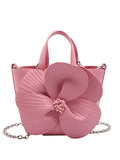 Xpoko Flower Shape Pleated Split-Joint Bags Crossbody Bags Handbags Tote Bags