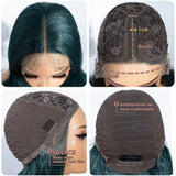 Xpoko Synthetic Lace Front Wigs Dark Green Black Wigs Body Wave 26â€?Wig Ombre Blonde Lace Wig Synthetic Fiber  Wigs Heat Resistant