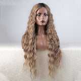 Xpoko Synthetic Lace Front Wig Baby Hair Wig Long Deep Wavy 30 " Hair Lace Wig For Women Lace Front Wig Ombre Blonde Wig Cosplay Wig