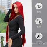 Xpoko 100CM  Synthetic Button Net Red Long Vacation Hair Mid Section Role Playing Wig Suitable For Parties Daily Wear For Women