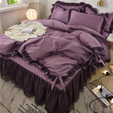 Xpoko Luxury bedding set  Black ruffle lace duvet cover bed skirt pillowcase princess queen king size bedspread Bedlinen