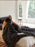 Xpoko Soft Thickened Faux Rabbit Fur Sofa Blanket