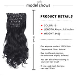 Xpoko 22 inch curly synthetic hair 6 piece curling extensions set to extend hair extensions Invisible clip wig extends long piece