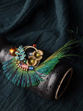 Xpoko Vintage Peacock Feather Floral Brooch