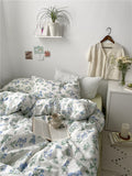 Xpoko  -Korean Style Retro Small Floral Cotton Bedding Set Of Four Pieces