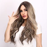 Xpoko Classic wig: long curls in Mirador color tinted gradient, made of high temperature silk, suitable for daily wear.