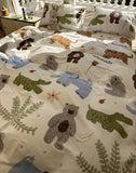 Xpoko  -  Cute cartoon animal crocodile elephant bedding set,twin full queen king cotton home textile bed sheet pillow case quilt cover