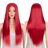 Xpoko Synthetic Lace Front Wig 28Inch Long Straight Lace Wig Red Orange Wig Women's Wig Wig For Black Women Straight Lace Front Wigs