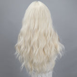 Xpoko Daily Party Lolita White Wavy Long Curly Hair Synthetic Fiber Women's Wig Qi Liu Hai Silk Women's Wig