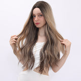 Xpoko Fashionable everyday: long curls in gradient shades of Mirador, made of high-temperature silk, suitable for daily wear