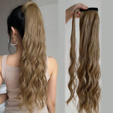 Xpoko Corn Wavy Ponytail Extended Winding Long Curly Wavy Ponytail Extended Synthetic Blonde Ponytail Wig For Female Girl