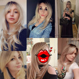 Xpoko Synthetic Wig Ladies Long Blonde Eight Figure Bangs Layered Wigs Suitable For Everyday Parties Wigs Cosplay Party Daily Hair