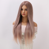 Xpoko High Quality Light Pink Synthetic Wig Long Hair Straight Hair Natural Wig Women's Role-Playing Lolita Daily Heat-Resistant Wig