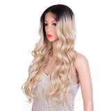 Xpoko Synthetic Lace Front Wig 30"Blonde Honey Brown Body Wave Blonde Wigs For Women Ombre Lace Wig Synthetic Lace Front Wig