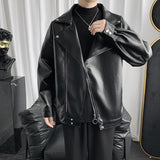 Xpoko Spring and autumn loose leather jackets handsome and trendy autumn and winter new Korean style motorcycle leather jackets for