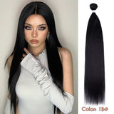 Xpoko Straight Hair Bundles Salon Natural Hair Extensions Fake Fibers Super Long Synthetic Yaki Straight Hair Weaving Full to End