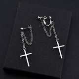 Xpoko Gifts Gothic Large Detailed Cross Black Drill Jewel Earrings Punk Halloween Jewellery Creativity Fashion Gorgeous Statement Women Gift