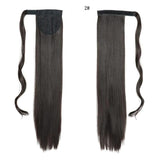 Xpoko 22Inch Straight Ponytail Hair Synthetic Extensions Heat Resistant Hair Wrap Around Pony Hairpiece for Women Daily Use