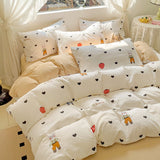 Xpoko  -  Animals Print Bedding Set Boys Girls Twin Queen Size Duvet Cover Flat Sheet with Pillowcase Bed Linens Kids Adult Home Textile