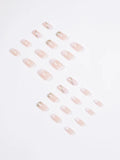 Xpoko Pink White Gradient False Nails