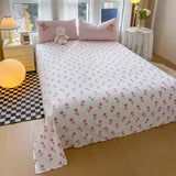 Xpoko  -  Pink Rose Cartoon Bedding Set, Dinosaur, Cat, Bear, Rabbit, Towel Embroidery, Single, Double Duvet Cover, Bed Sheet, Pillowcase