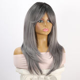 Xpoko High Quality Natural Gray Lolita Wig Long Straight Hair Synthetic Cos Wig Women's Daily Party Straight Hair Wig