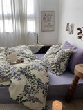 Xpoko 100% Cotton Bedding Set 4-piece/set Textile Home Wisteria Retro Bedding Set Deluxe King Bed Sheet/Duvet Cover/pillow Case