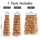 Xpoko Clip in Hair Extensions StrRid Black Hair Extension Wavy 18" Synthetic Thick Blonde Clips on Hair Piece for Women 5PCS Curly