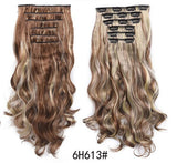 Xpoko 6 Pcs Long Soft Glam Waves Hairpieces Set Clip On Hair Extension Synthetic FiberDouble Weft Hair for Women