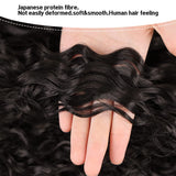 Xpoko 24 Inch Curly Ponytail Extensions Synthetic Deep Wave Drawstring Ponytail For Black Women Human Hair Feeling With Clip