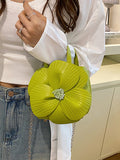 Xpoko Flower Shape Pleated Split-Joint Bags Crossbody Bags Handbags Tote Bags