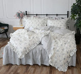 Xpoko  -  Romantic elegant flower plaid bedding set,twin full queen king cute cotton double home textile bedspread pillow case quilt cover