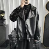 Xpoko Spring and autumn loose leather jackets handsome and trendy autumn and winter new Korean style motorcycle leather jackets for