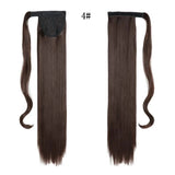 Xpoko 22Inch Straight Ponytail Hair Synthetic Extensions Heat Resistant Hair Wrap Around Pony Hairpiece for Women Daily Use