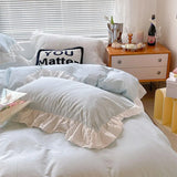 Xpoko -  Princess blue stripes bedding set,fairyfair single double cotton twin full queen home textile bed sheet pillow case duvet cover