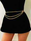 Xpoko Long Tassel Waistbands Hip Jewelry Body Chain Metal Link Waist Chain Belt