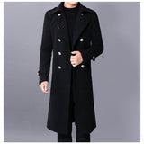 Xpoko Men Winter Outfit Long dust coat Men Winter Warm Trench Woolen Cloth Coat Mens Double Breasted Slim Casual Jackets Solid Business Outwear