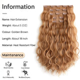 Xpoko Clip in Hair Extensions StrRid Black Hair Extension Wavy 18" Synthetic Thick Blonde Clips on Hair Piece for Women 5PCS Curly