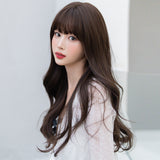 Xpoko Women Blond Wig Synthetic Straight Wig with Bangs Highlight Layered Wigs for Female Daily Heat Resistant Natural Hair