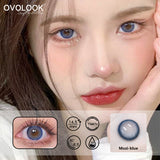 Xpoko 1 pair/2pcs Blue Lenses with Diopters Color Contact Lenses for Eyes Prescription Colored Eye Lenses with Free Lens Case