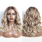 Xpoko Synthetic Lace Front Wigs Brown Blonde White Black Wig Deep Body Wavy Wig  Cosplay Curly Wig Lace Front Wig For Women Lace Wig