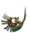 Xpoko Vintage Peacock Feather Floral Brooch