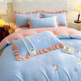 Xpoko - Aesthetic Embroidery Warm Milk Velvet Duvet Cover Bedding Set